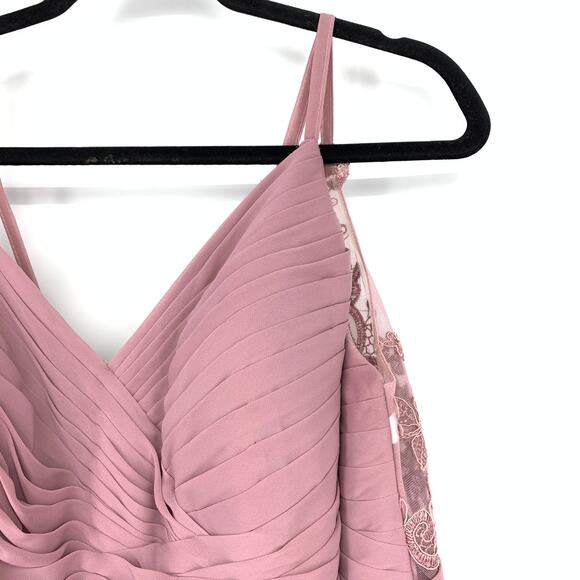 Azazie Blake A-Line Chiffon Gown Womens Sz A22 Vintage Mauve Lace Trim Back - Picture 3 of 8